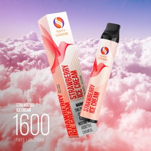 SKY SMOKE 1600 Strawberry Ice Cream / Клубничное Мороженое оптом